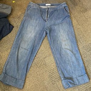 Dana Buchman Cropped Wide-leg Denim Jeans